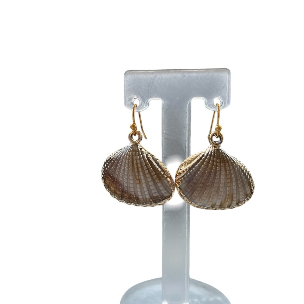 Gold-Tone Brown Shell Drop Earrings - Women’s Jewelry
